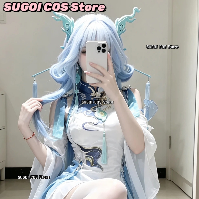 Anime Cosplay Blue Hair - C921 애니메이션 게임 ‘우더링 웨이브’ 코스프레용