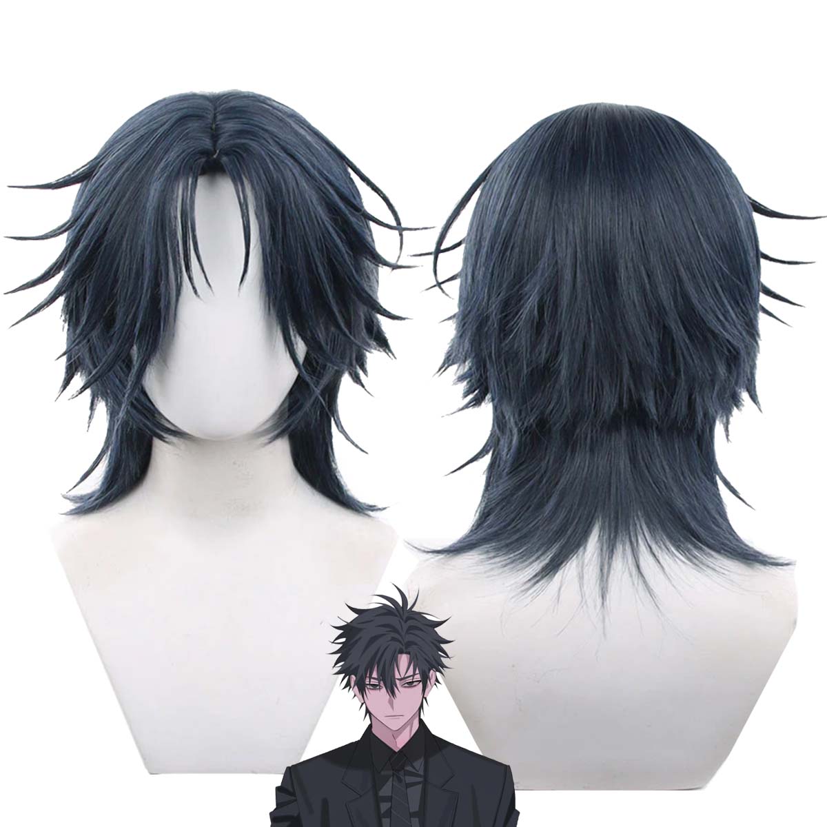 남성용 애니메이션 링크 클릭 제이 리 코스프레 가발 짧 - Anime Cosplay Blue Hair 리뷰 및 가격