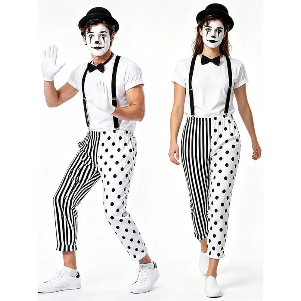 흑백 마임 광대 커플 세트 서커스 광대 작업복 할로윈  - Anime Cosplay Couple 리뷰 및 가격