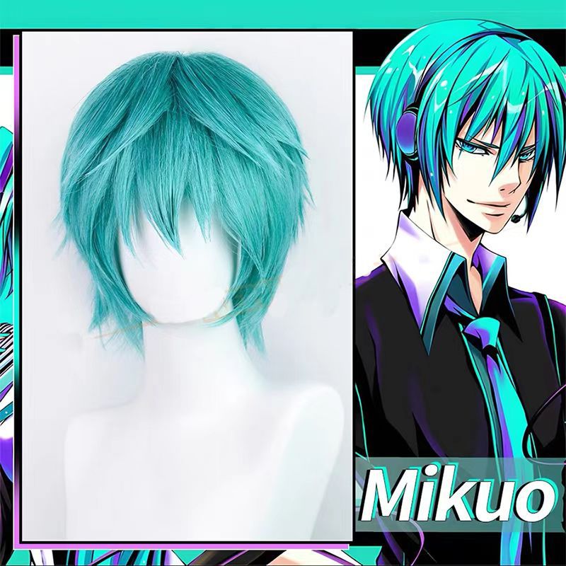 미쿠오 코스프레 가발 애니메이션 미쿠 블루 짧은 머리  - Anime Cosplay Blue Hair 리뷰 및 가격